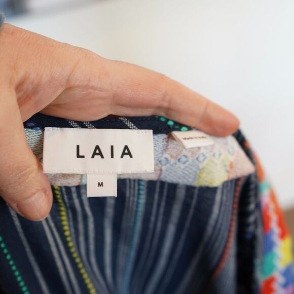 LAIA Anthropologie Nantucket Romper‎ Women Medium Striped Bell Sleeves Excellent - Picture 5 of 9